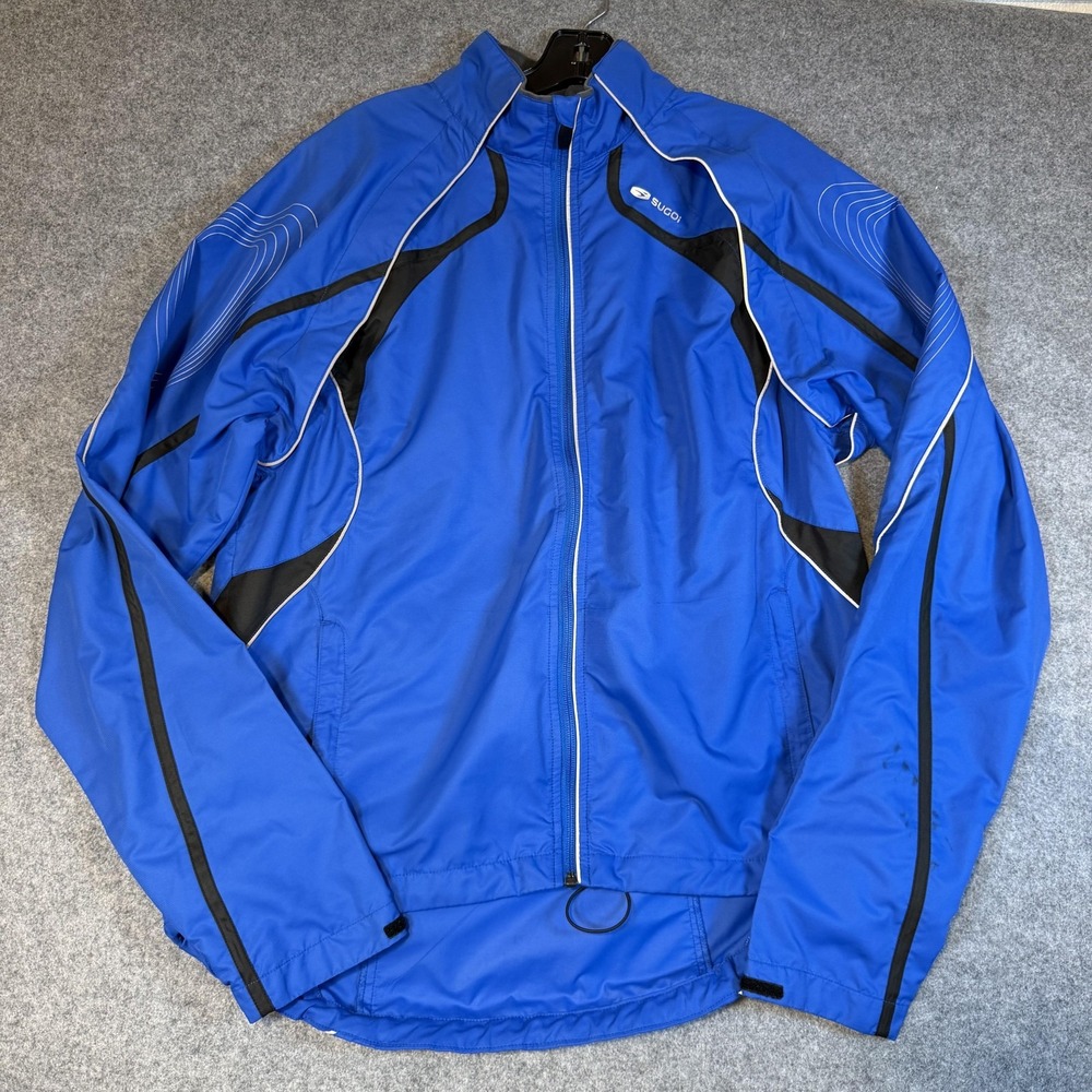Sugoi Mens Extra Large Zap Versa Jacket 2-in-1 Magnetic Sleeves Blue White READ